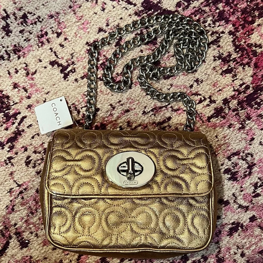 NWT Coach Madison Metallic Leather Small Bag